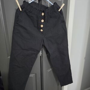 Kids Black Buttoned Pants